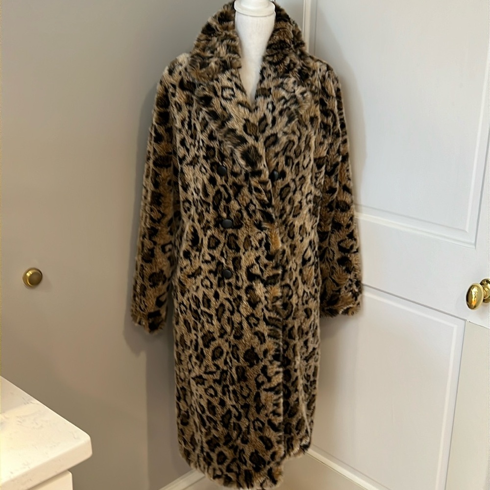 Zara leopard print midi length coat